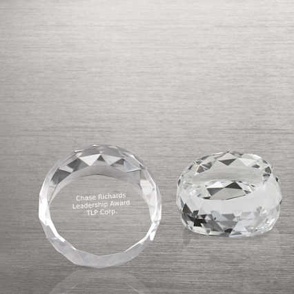 Beveled Circle Crystal Collection - Round Paperweight